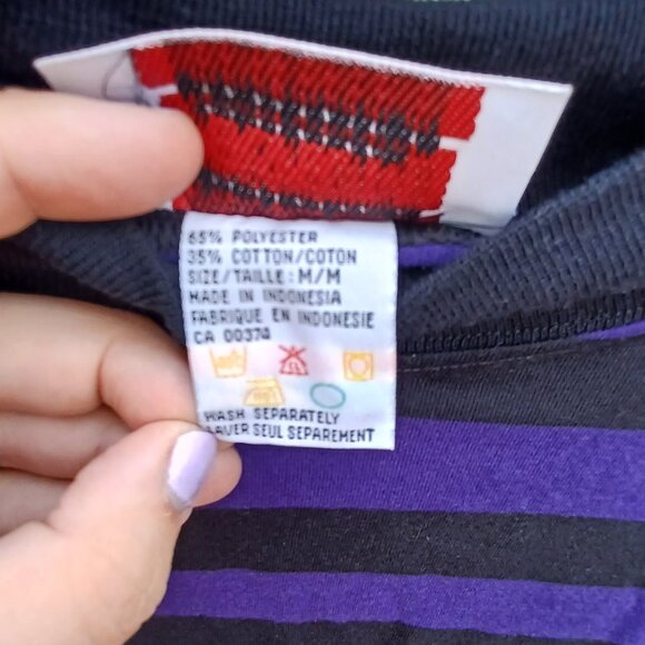 NWT Vintage Perspective Striped Purple and Black Long Sleeve Tee - Picture 5 of 6